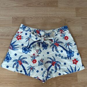 Tropical Print High Waist Women's Shorts